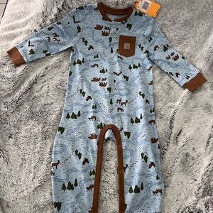 Carhartt Blue and Brown Kids Footie